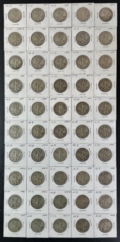 1916-1947 Walking Liberty Halves G-F (50pc) (1 of 2)