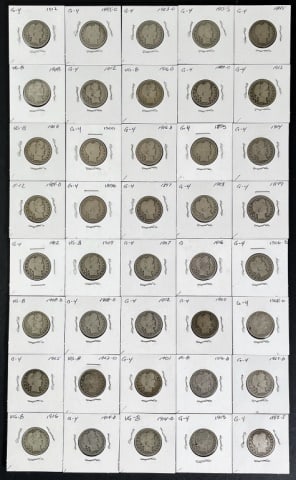 1892-1916 Barber Quarters G-VG (40pc) (1 of 2)