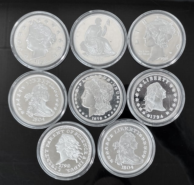 Collection of 2 oz .999 Silver Rounds (8pc) (1 of 1)