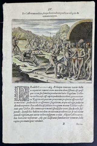 Plate IV "De Caffrorum militia deque-" T. De Bry (1 of 4)