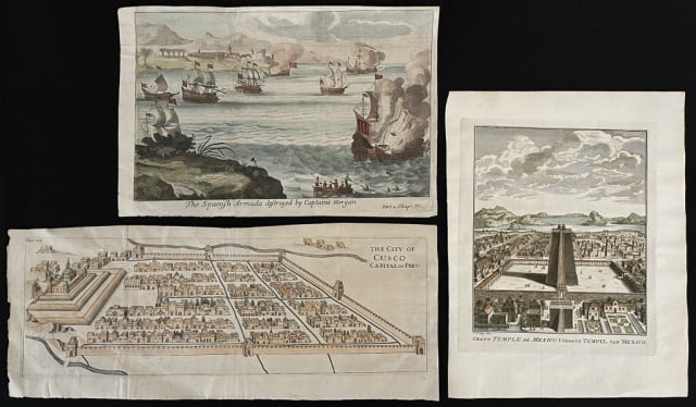 18th C. Hand Colored Plates, (3pc) (1 of 4)