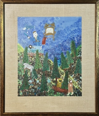 Acrylic on Canvas Painting, Harry Lieberman: Acrylic on Canvas Painting, Harry Lieberman (Harry Lieberman, American, 1876-1983) Titled "The Sacrifice of Abraham" Set in Matted wooden frame under glass, measures:29" H x 24.25" W.