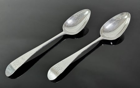 1806 American Coin Silver Spoons, Alexander (2pc)