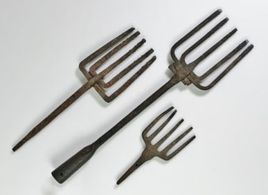 Antique Wrought Iron Eel Spears (3pc)