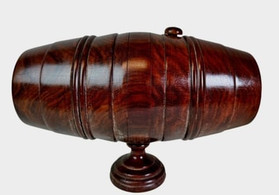 Large Antique Turned Lignum Vitae Cask