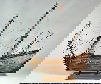 Hand Made Ship Model of a 17th C. Galleon