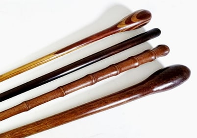 19th C. Carved Wooden Walking Sticks (4pc)