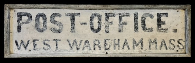 Antique Hand Painted Wooden Post Office Sign