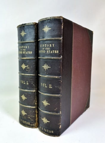 Books, History of the US, J.H. Hinton, 1875 (2pc): Books, "History of the United States of America: From the First Settlement of the Country" by John Howard Hinton. With Additions by Samuel L. Knapp, Esq. and John O. Choules, D.D. And A Continuation F