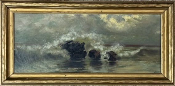 Antique Oil on Canvas Painting, M.A.H.