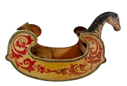 Antique Hand Painted Wooden Rocking Horse