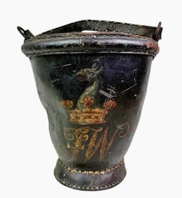 18th C. Decorated English Leather Fire Bucket