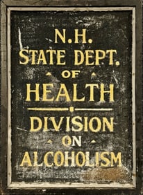 Antique Wooden Sign, NH Division of Alcoholism