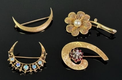 Antique 14K Gold Pins (4pc)