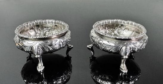 Pair, 19th C American Coin Silver Open Salts (2pc)