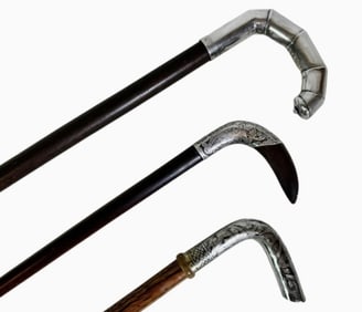 19th C. Silver Topped Walking Sticks (3pc)