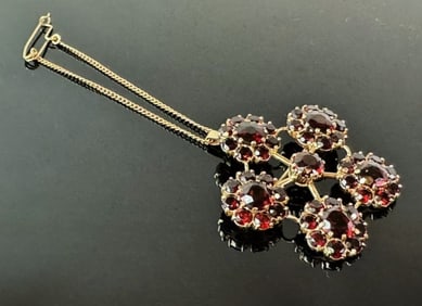 14K Gold Garnet Set Pin