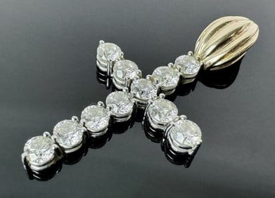 14K Gold and Diamond Cross Pendant