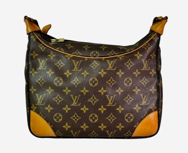 Vintage Ladies Purse, Louis Vuitton: Vintage Ladies Purse, Signed "LOUIS VUITTON PARIS". Classic "LV" canvas with leather trim and strap. Interior and zipper closure signed. Good condition, measures: 10.5" H x 14" W.