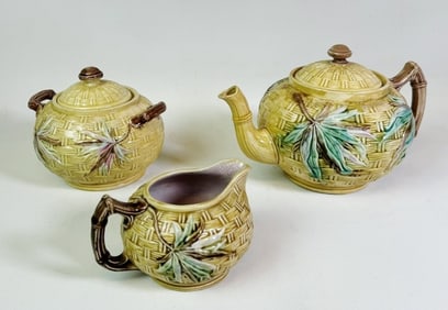 Antique English Majolica Teaset (3pc)