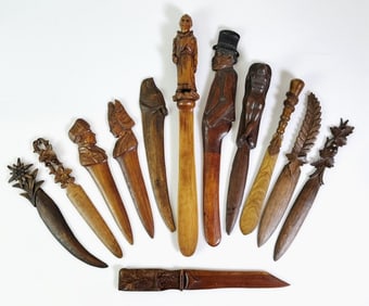Antique Black Forest Carved Letter Openers (12pc)