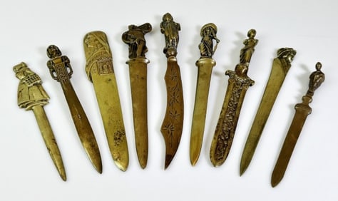 Antique Bronze Figural Letter Openers (9pc)