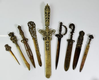 Antique Bronze Figural Letter Openers (9pc)