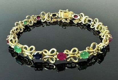14K Gold and Gemstone Bracelet
