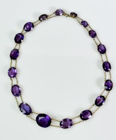 Antique 18K Gold Amethyst Necklace