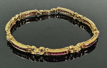18K Gold Tourmaline and Diamond Bracelet