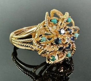 14K Gold and Gemstone Ring