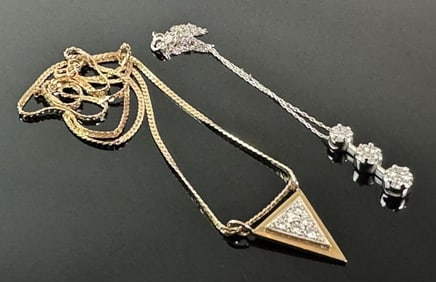 14K Gold Diamond Pendants, Diamond (2pc)