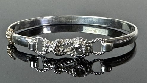 Custom 14K Gold, Sterling and Diamond Bracelet