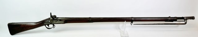 1825 Dated Harpers Ferry Musket and Bayonet: 1825 Dated Model 1816 Percussion Converted Musket, Signed "HARPER'S FERRY". Action arsenal converted from flint to percussion, lock with "US" and eagle and signed "HARPER'S FERRY 1825". Walnut stock w