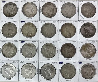 Collection, 20 Peace Silver Dollars G-EF (20pc)