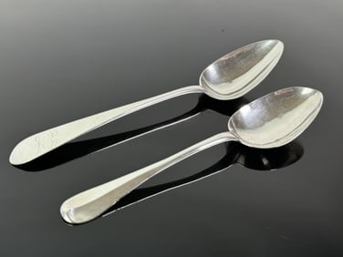 18th C Boston Coin Silver Tablespoon, BW (2pc)