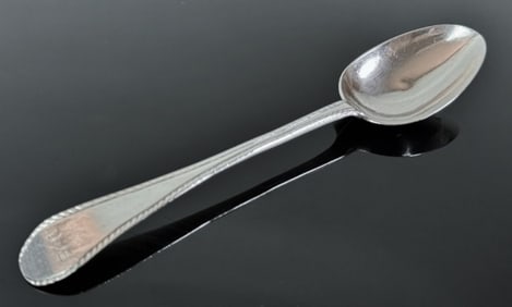 18th C Boston Coin Silver Tablespoon, B Burt