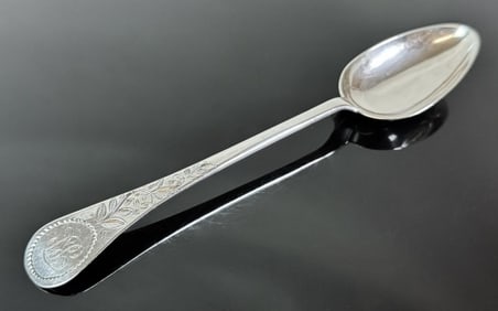 18th C American Coin Silver Tablespoon, SB