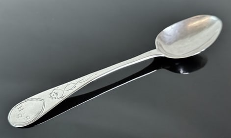 18th C Boston Coin Silver Tablespoon, B. BURT