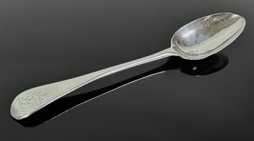 18th C American Silver Tablespoon, EH