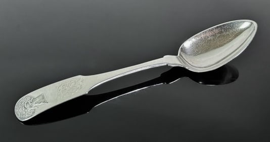 19th C American Silver Wheat Sheaf Tablespoon