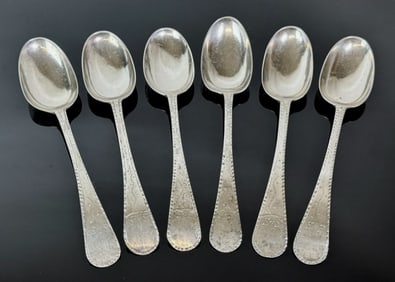 18th C Boston Coin Silver Tablespoons, WS (6pc)