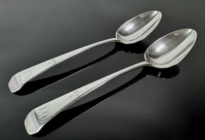 18th C Boston Silver Tablespoons, J. Loring (2pc)