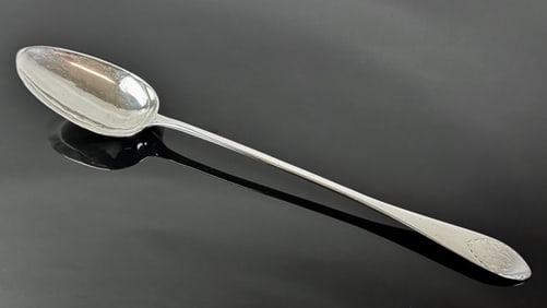18th C Boston Silver Stuffing Spoon, Bentley
