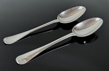 18th C Boston Silver Tablespoons, T Edwards (2pc)