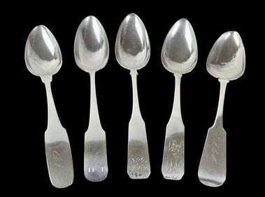 19th C American Silver Tablespoons (5pc)
