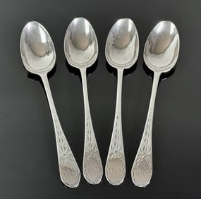 18th C American Silver Coffee Spoons, SM (4pc)