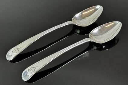 18th C American Silver Coffee Spoons, JL (2pc)