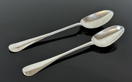 18th C Boston Silver Coffee Spoons, SM, IE (2pc)