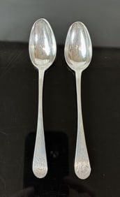 18th C Boston Coin Silver Coffee Spoons, IE (2pc)